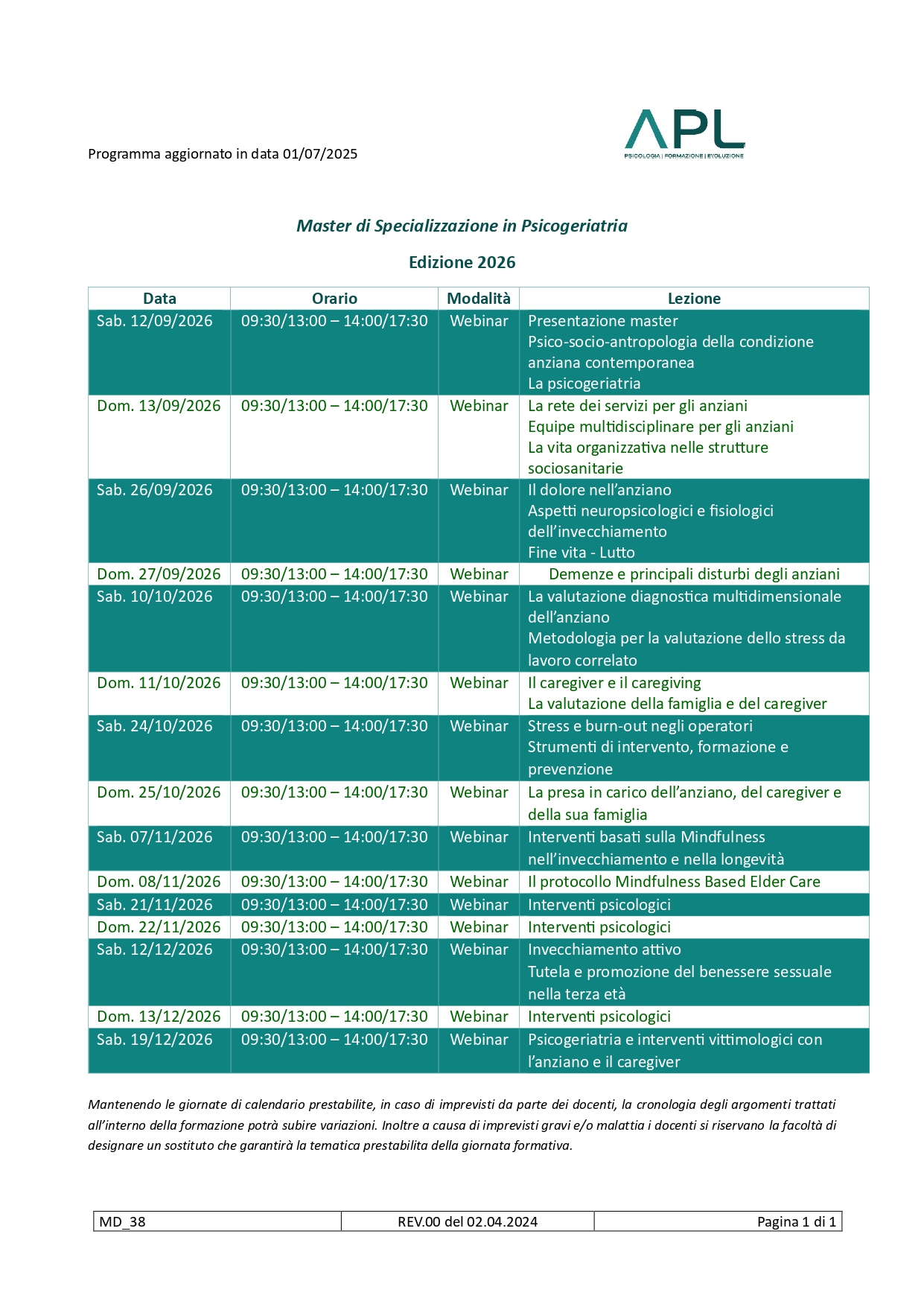 calendario Psicogeriatria 2026